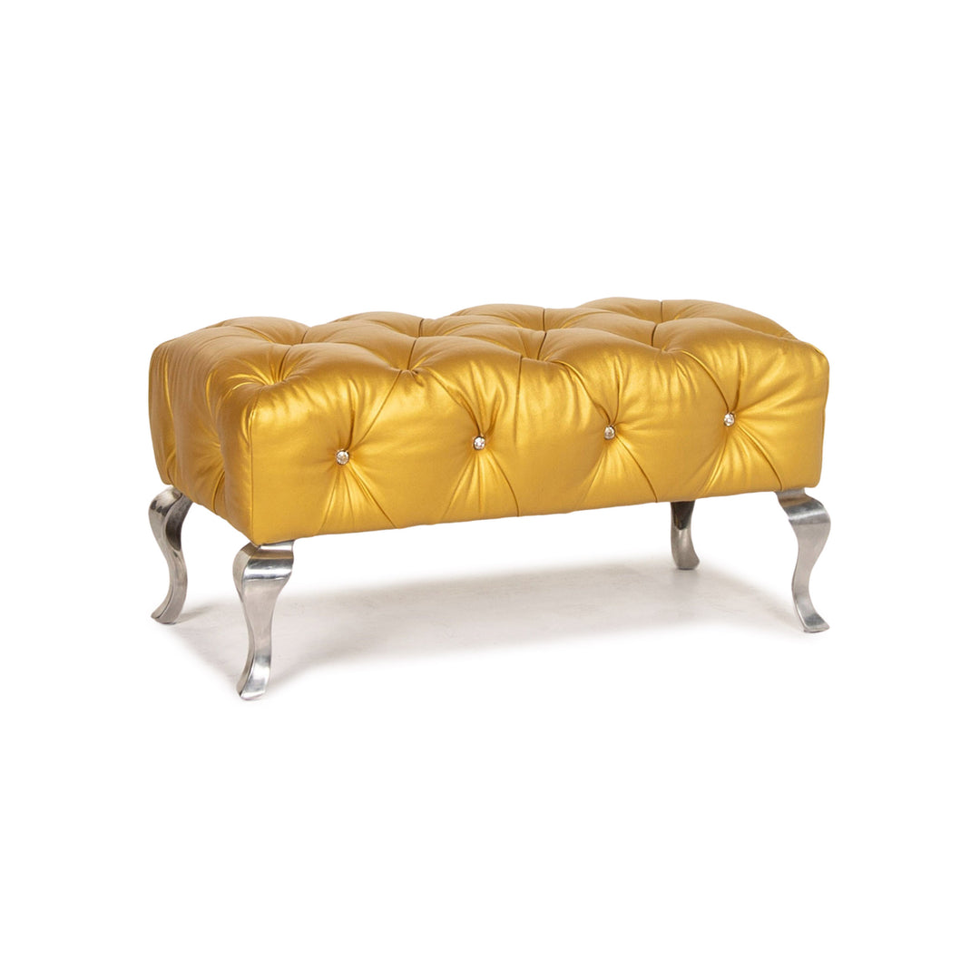Bretz Marilyn Leder Hocker Gold Ottoman #13550