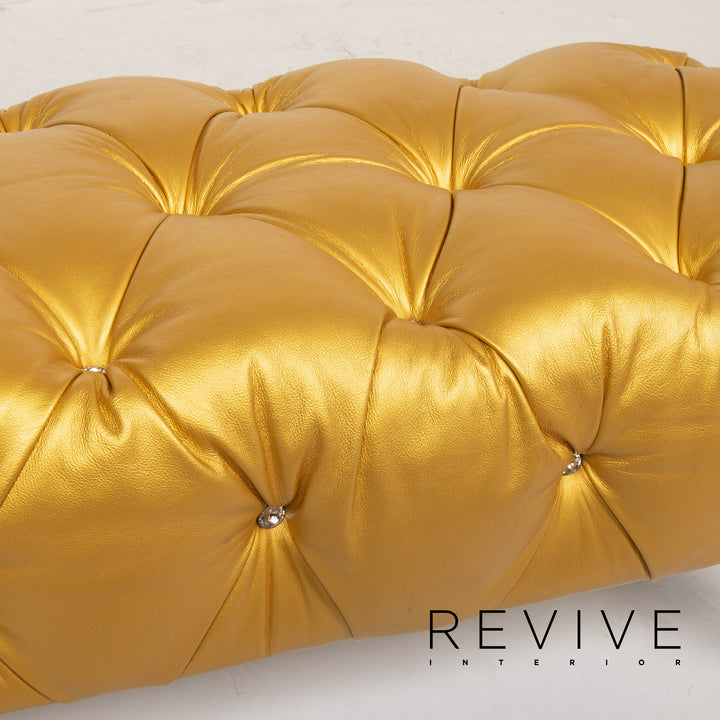 Bretz Marilyn Leder Hocker Gold Ottoman #13550