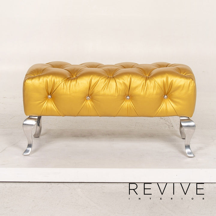 Bretz Marilyn Leder Hocker Gold Ottoman #13550