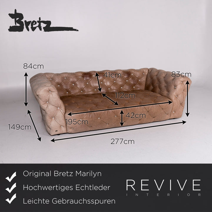 Bretz Marilyn leather sofa brown three-seater captioning rhinestones pompous couch #10841