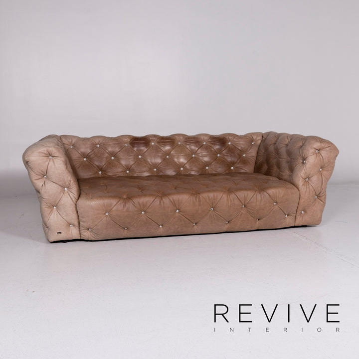 Bretz Marilyn leather sofa brown three-seater captioning rhinestones pompous couch #10841