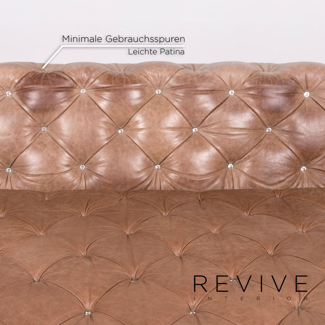 Bretz Marilyn leather sofa brown three-seater captioning rhinestones pompous couch #10841