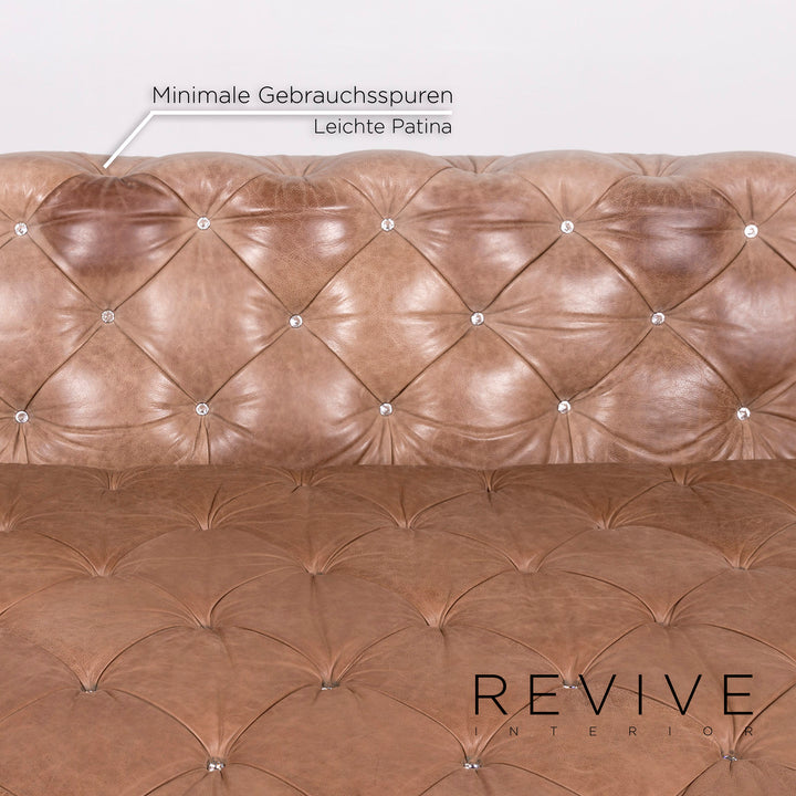 Bretz Marilyn leather sofa brown three-seater captioning rhinestones pompous couch #10841