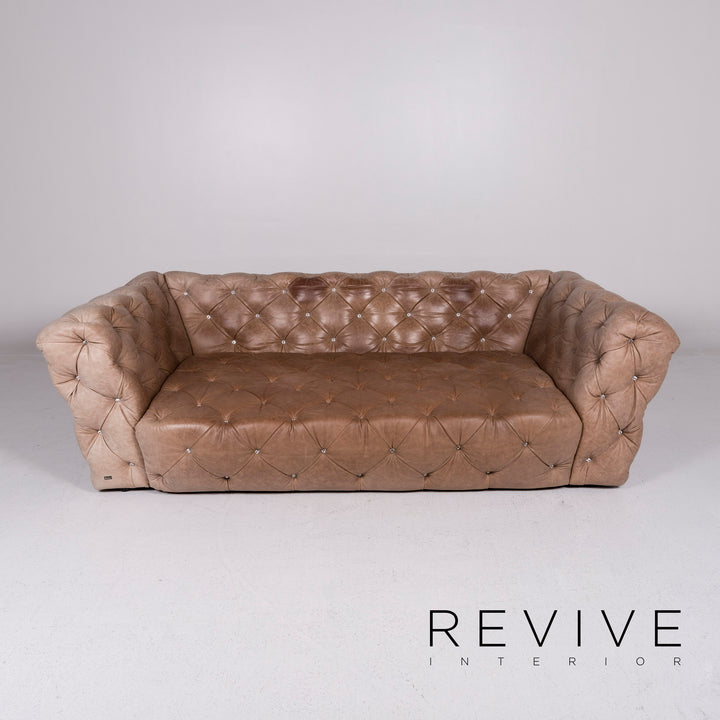 Bretz Marilyn leather sofa brown three-seater captioning rhinestones pompous couch #10841