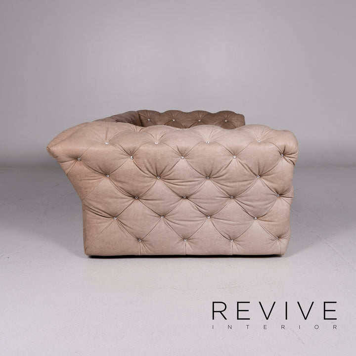 Bretz Marilyn leather sofa set brown 1x bed 1x three-seater captioning rhinestones pompous #10981