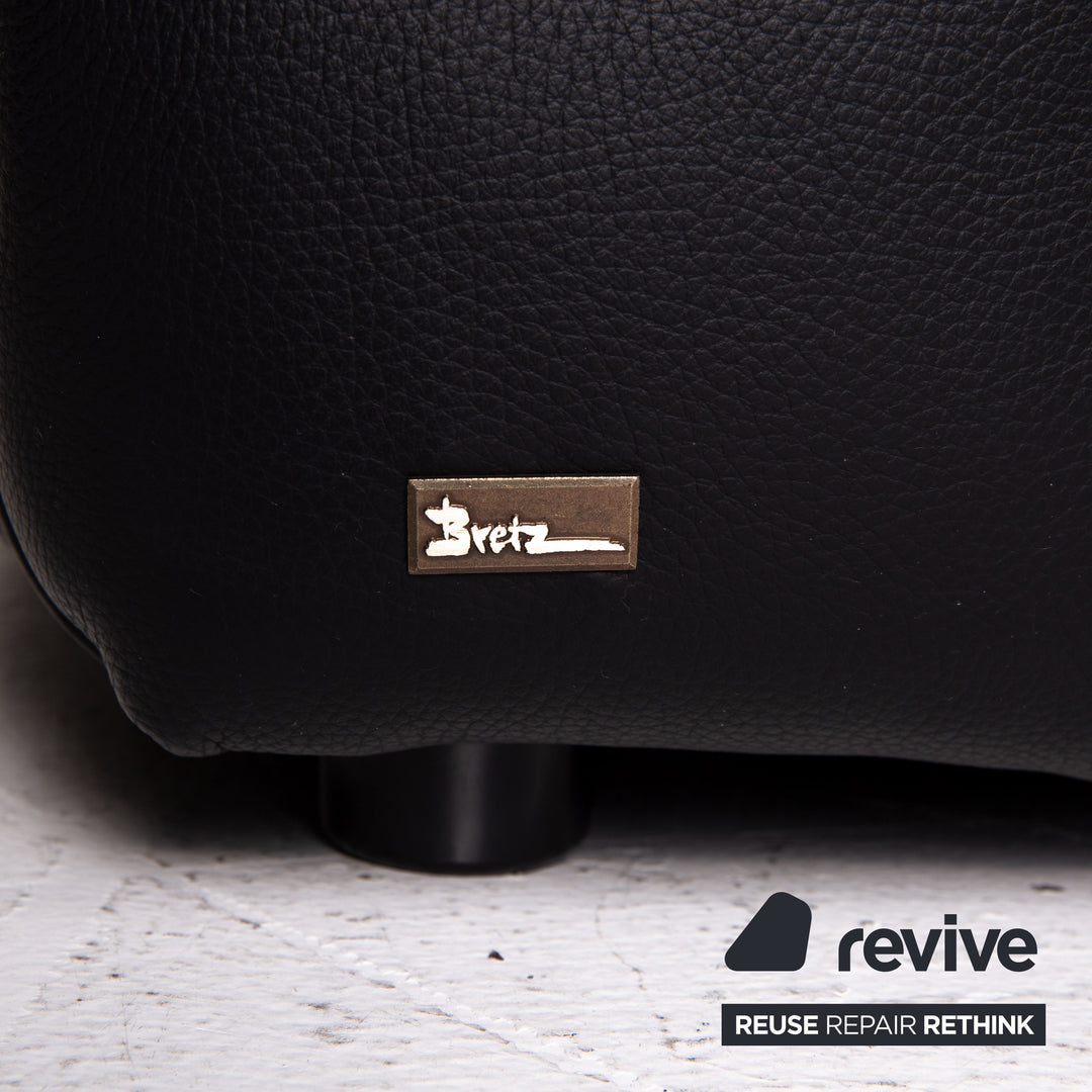 Bretz Marilyn Leather Sofa Black Three Seater Couch #14580