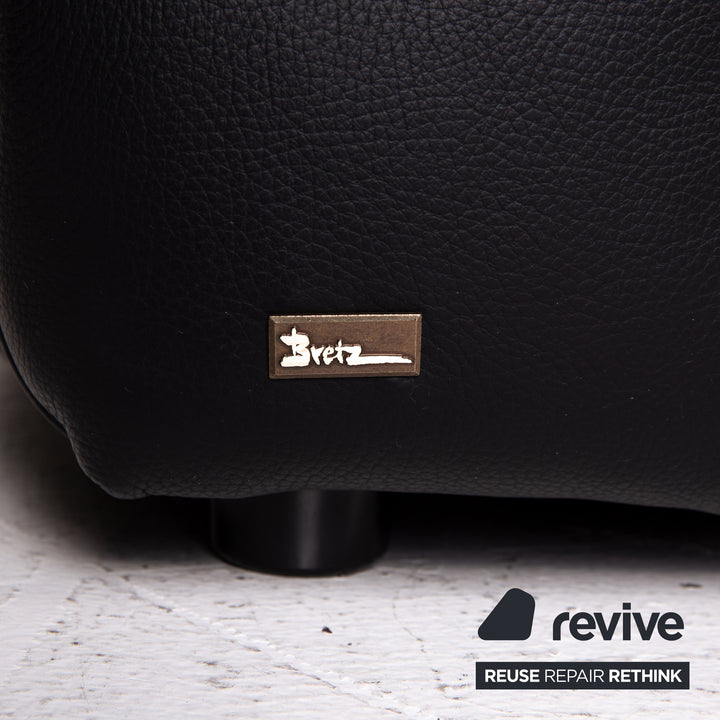 Bretz Marilyn Leather Sofa Black Three Seater Couch #14580