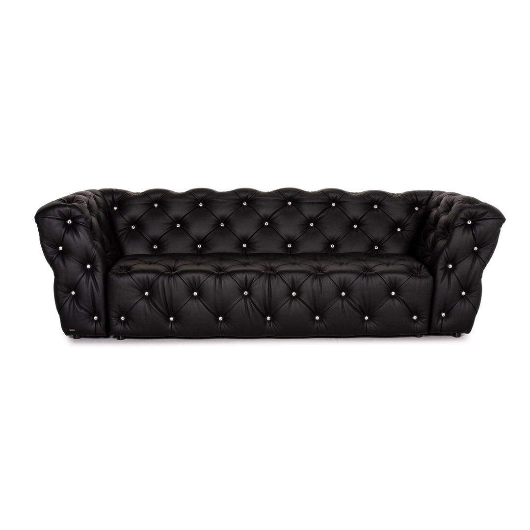 Bretz Marilyn Leather Sofa Black Three Seater Couch #14580