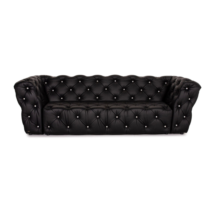 Bretz Marilyn Leather Sofa Black Three Seater Couch #14580