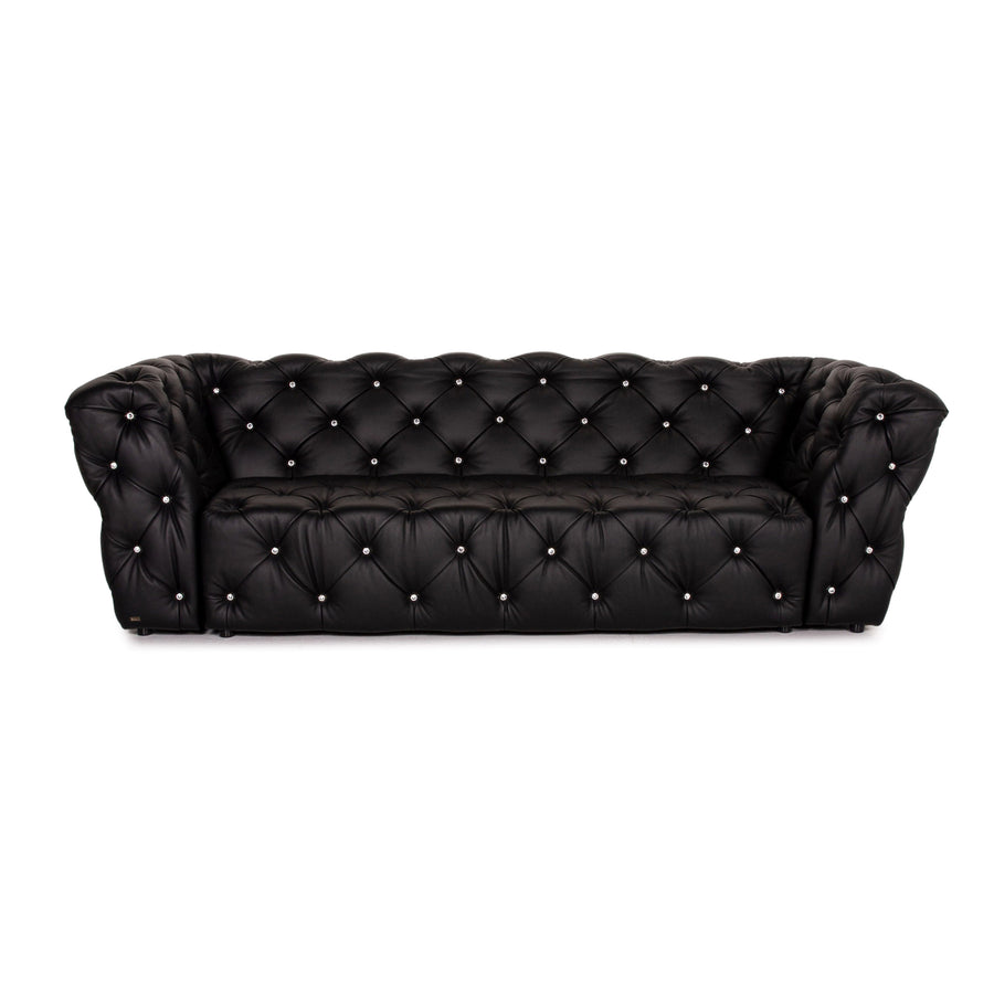 Bretz Marilyn Leather Sofa Black Three Seater Couch #14580