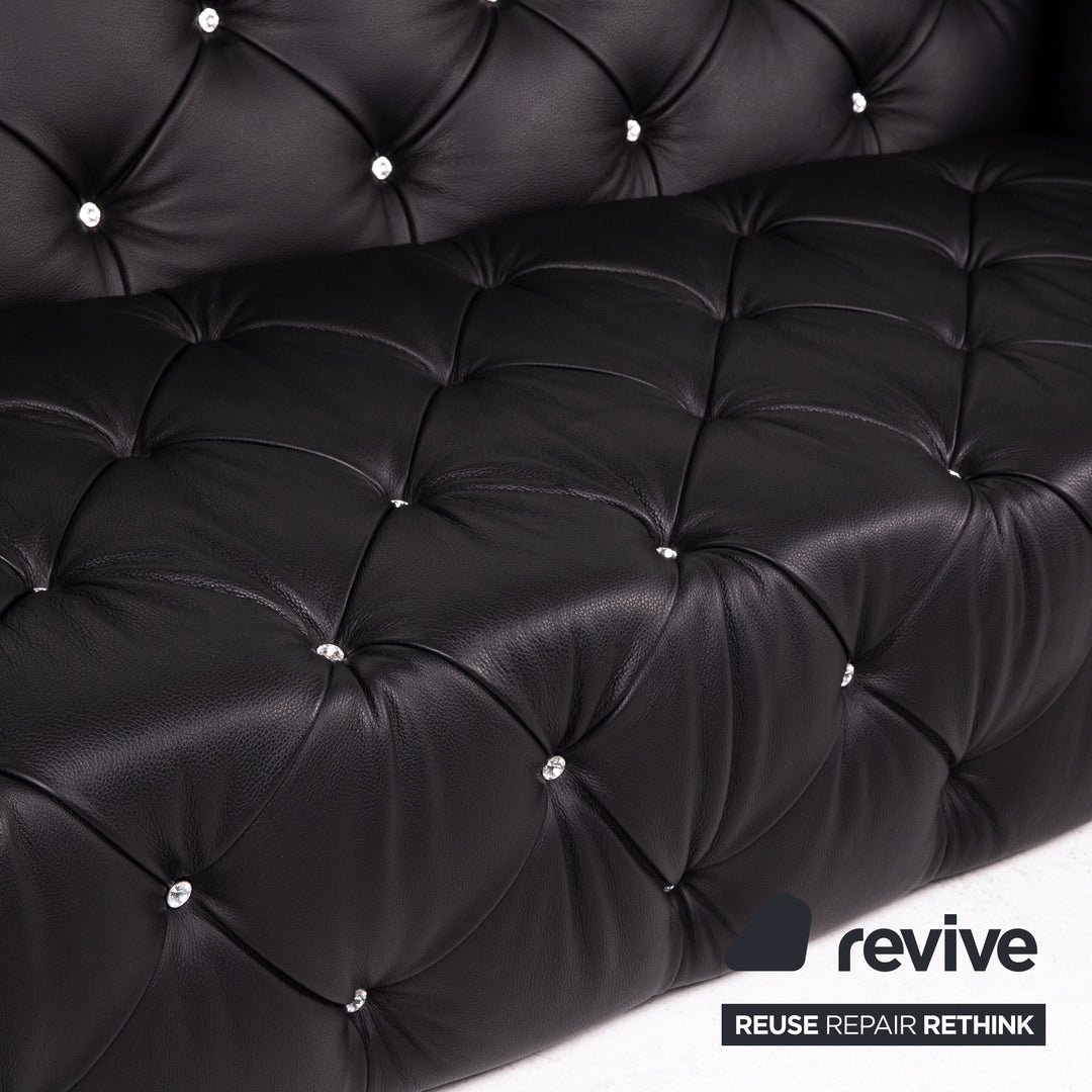 Bretz Marilyn Leather Sofa Black Three Seater Couch #14580