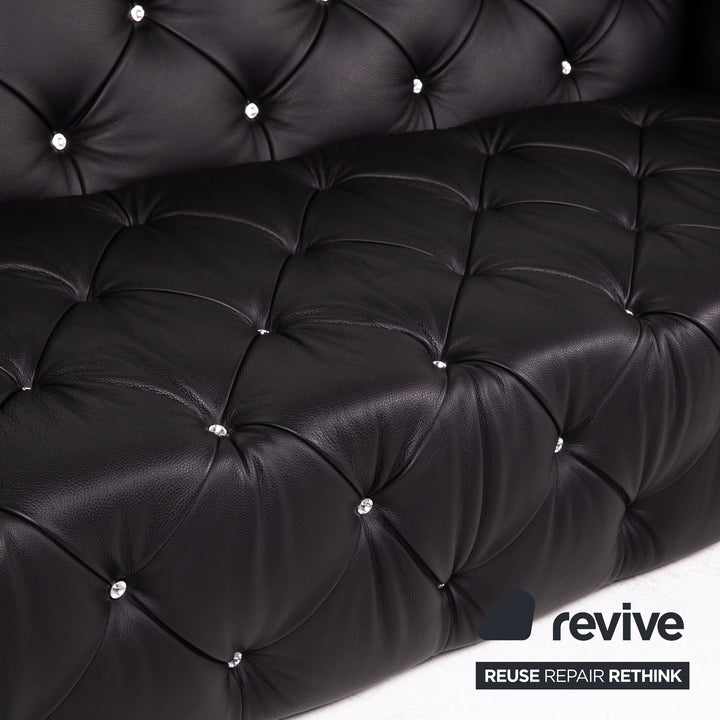 Bretz Marilyn Leather Sofa Black Three Seater Couch #14580