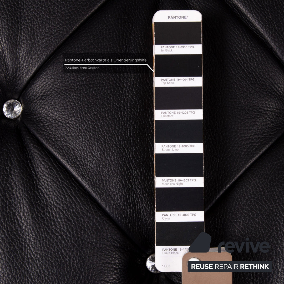 Bretz Marilyn Leather Sofa Black Three Seater Couch #14580