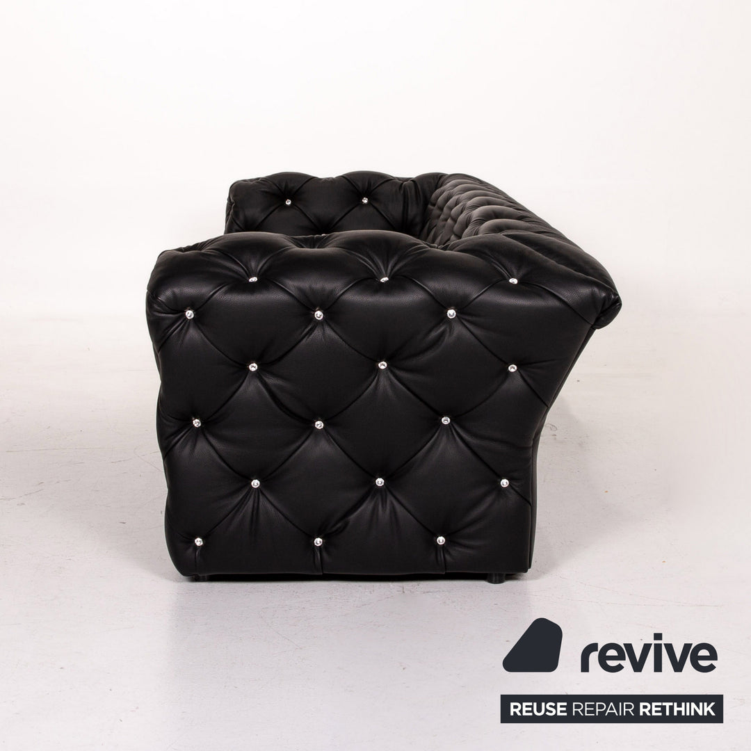 Bretz Marilyn Leather Sofa Black Three Seater Couch #14580