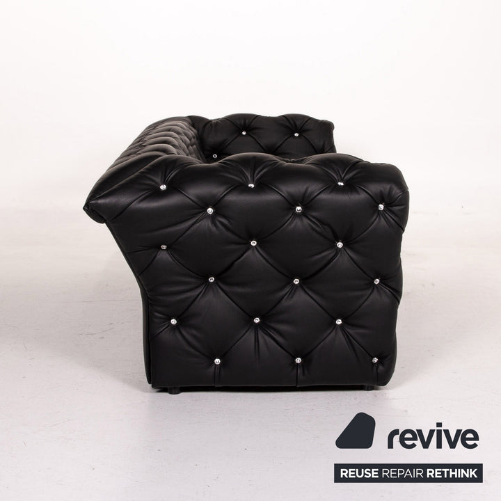 Bretz Marilyn Leather Sofa Black Three Seater Couch #14580