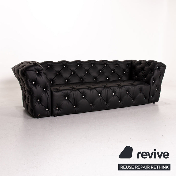 Bretz Marilyn Leather Sofa Black Three Seater Couch #14580