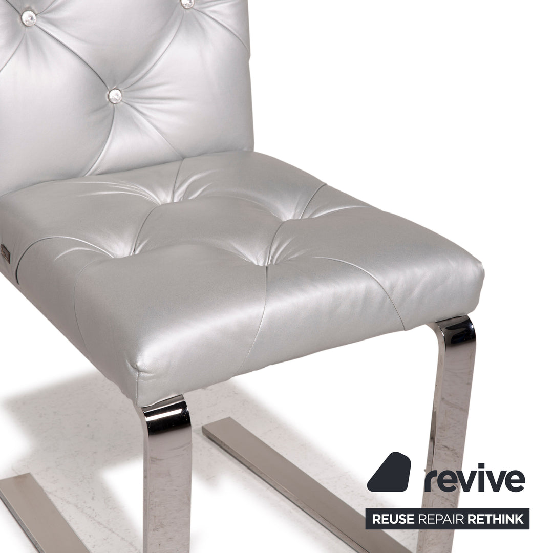 Bretz Marilyn leather chair silver chrome
