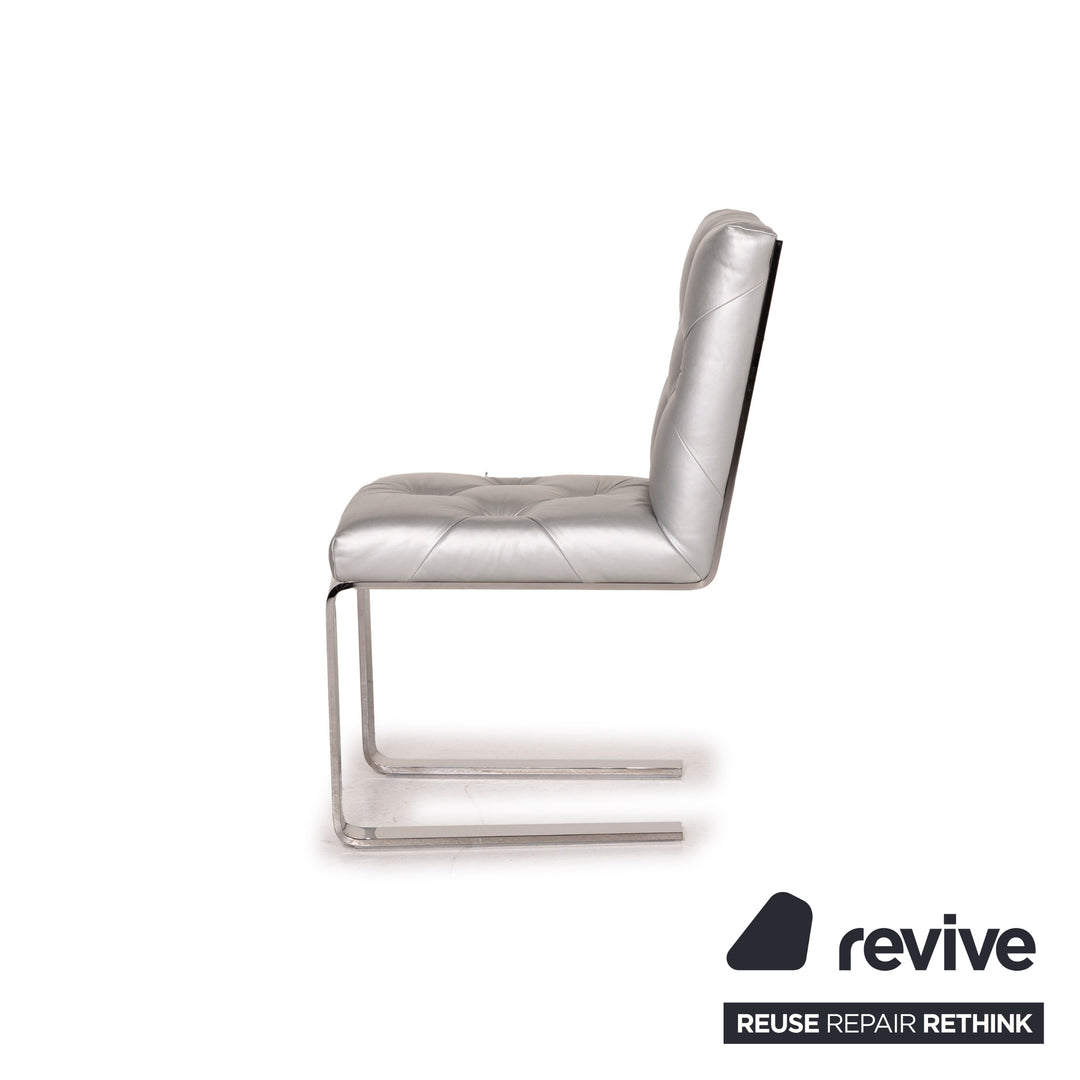 Bretz Marilyn leather chair silver chrome