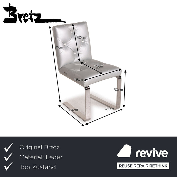 Bretz Marilyn Leder Stuhl Silber Chrom