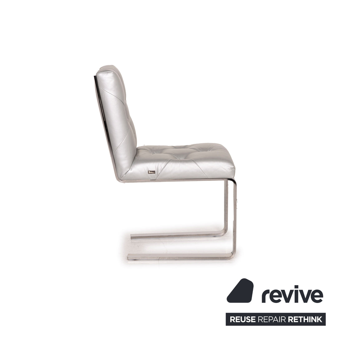 Bretz Marilyn leather chair silver chrome