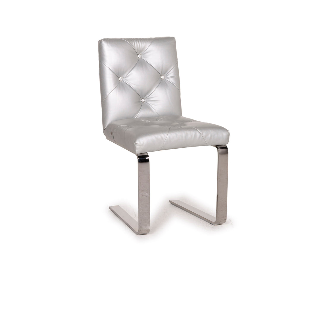 Bretz Marilyn leather chair silver chrome