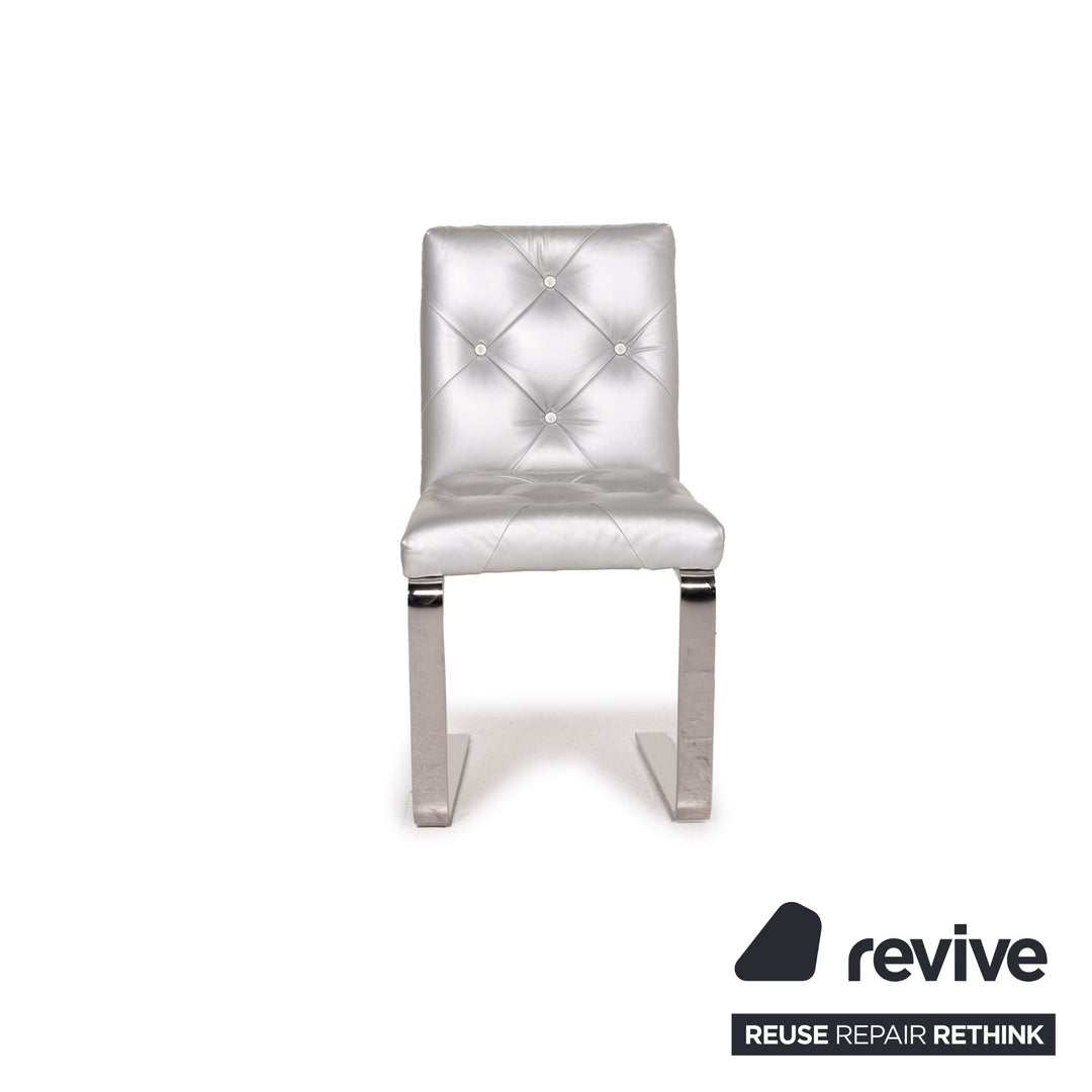 Bretz Marilyn leather chair silver chrome