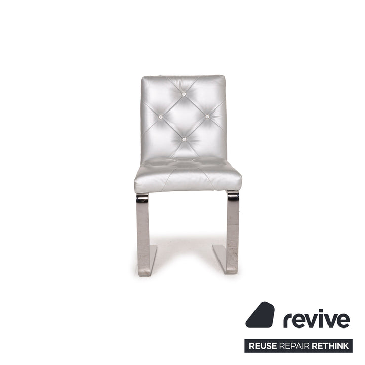 Bretz Marilyn leather chair silver chrome