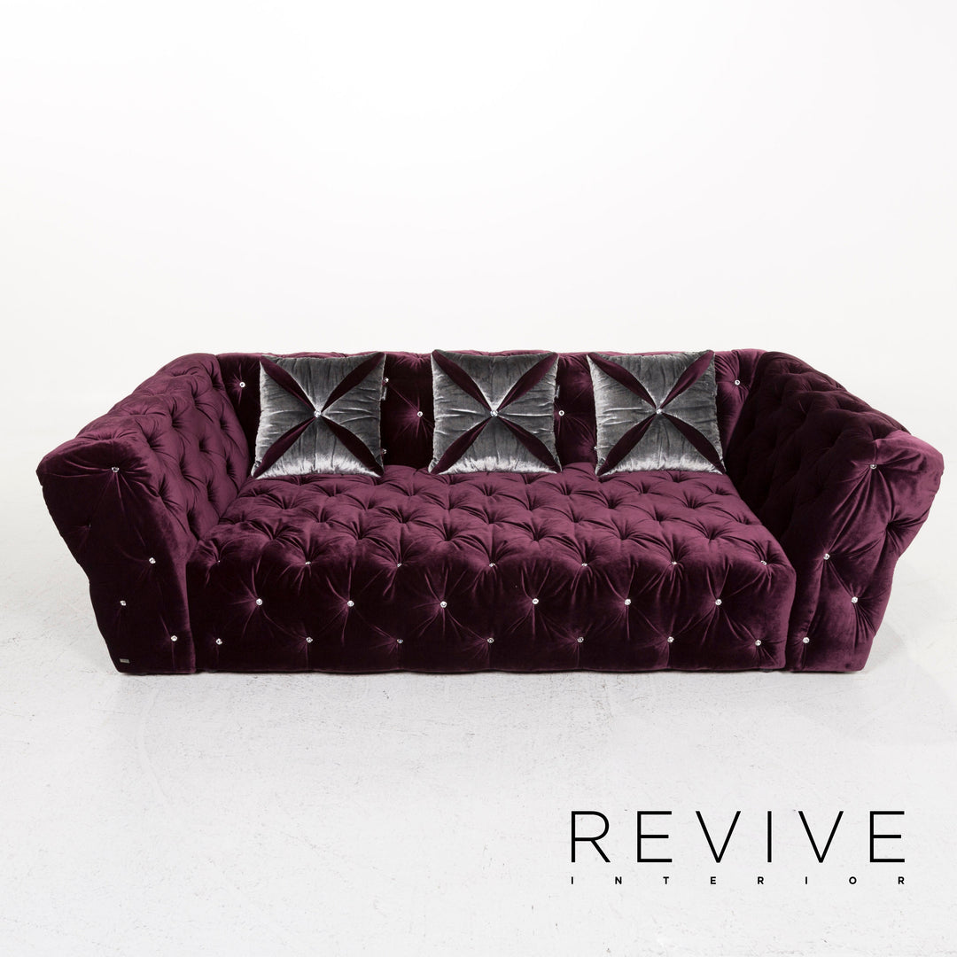 Bretz Marilyn Velvet Fabric Sofa Purple Three Seater Couch #12810