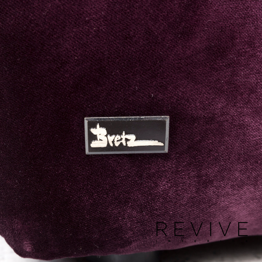 Bretz Marilyn Velvet Fabric Sofa Purple Three Seater Couch #12810