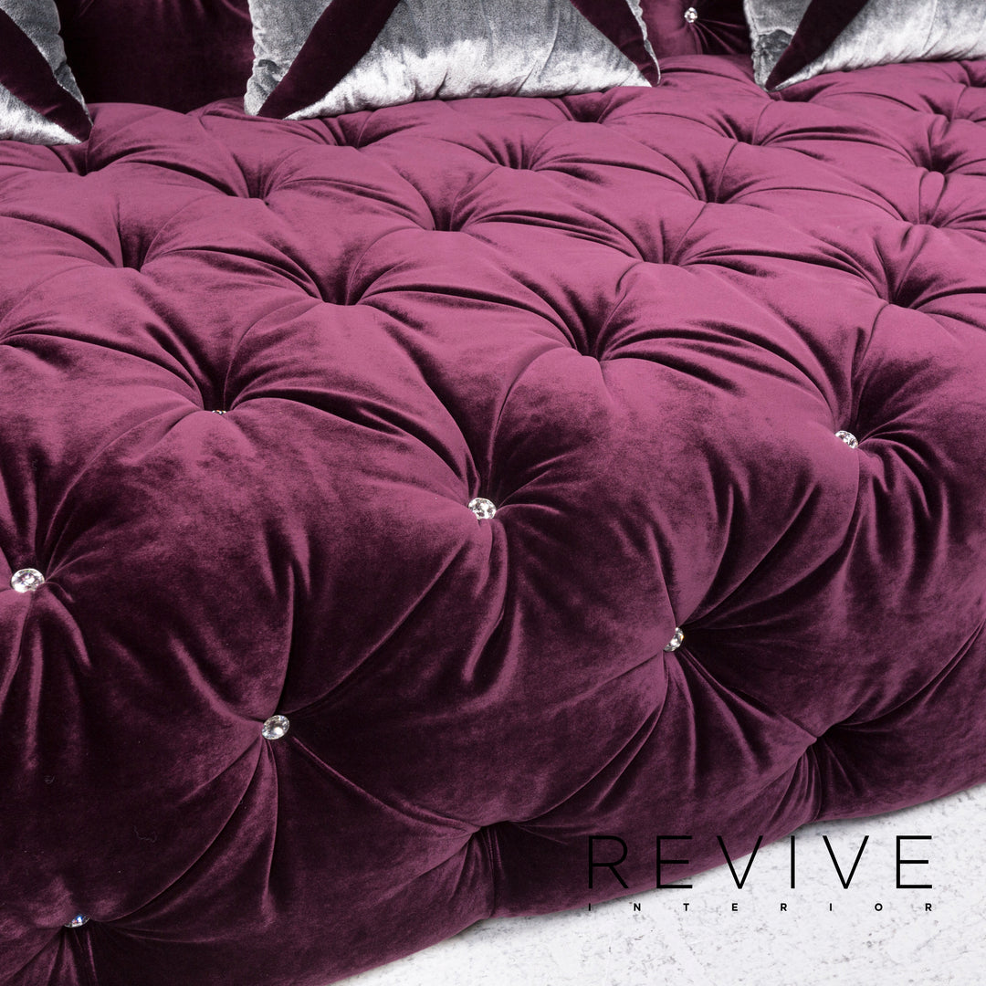 Bretz Marilyn Velvet Fabric Sofa Purple Three Seater Couch #12810