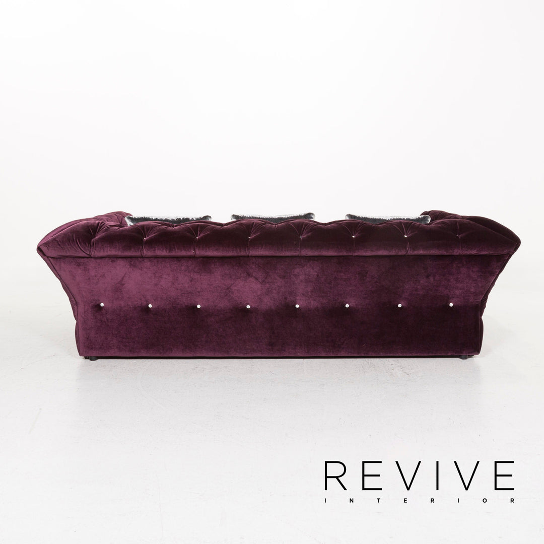 Bretz Marilyn Velvet Fabric Sofa Purple Three Seater Couch #12810