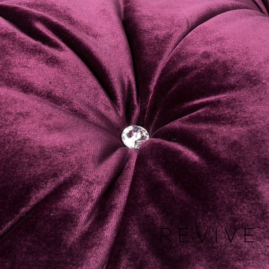 Bretz Marilyn Velvet Fabric Sofa Purple Three Seater Couch #12810