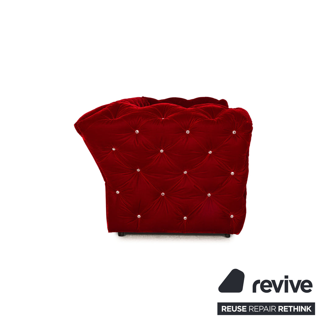 Bretz Marilyn Fabric Three Seater Red Sofa Couch