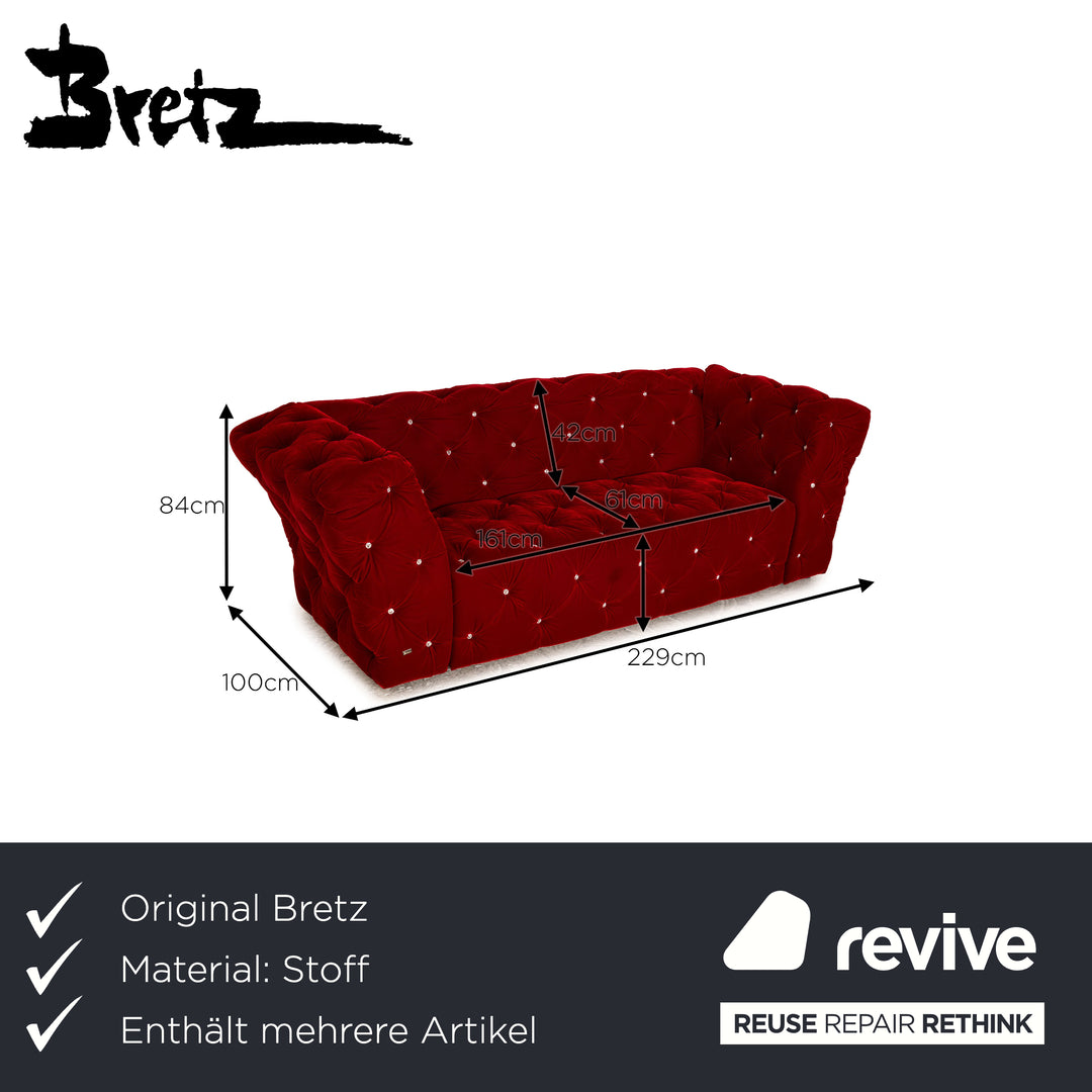 Bretz Marilyn fabric sofa set red three-seater stool couch