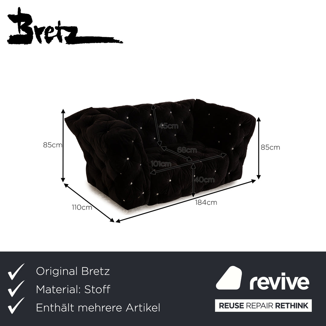 Bretz Marilyn fabric sofa set black four-seater two-seater couch