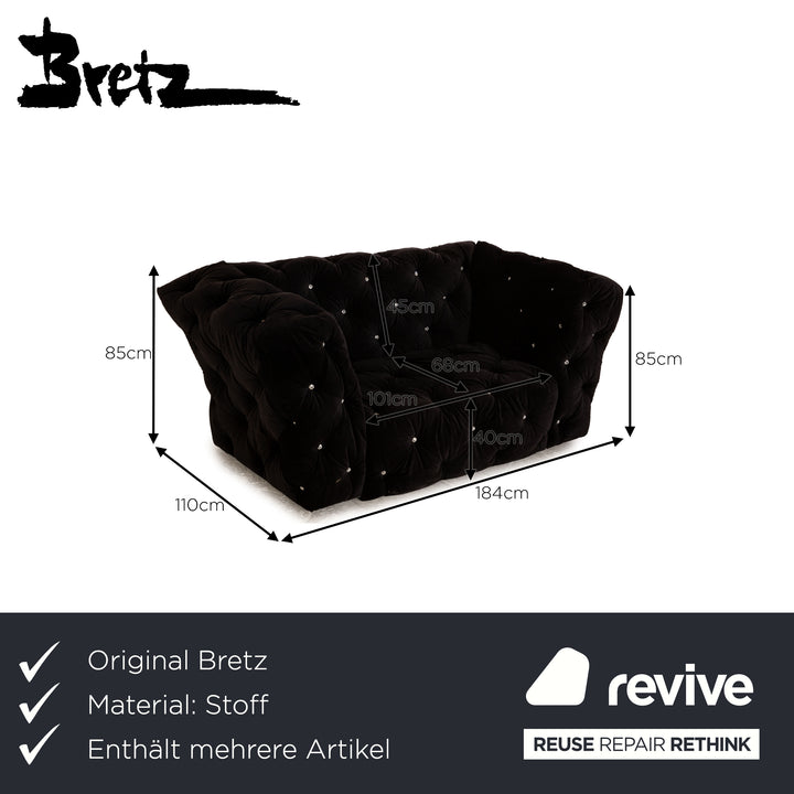 Bretz Marilyn fabric sofa set black four-seater two-seater couch