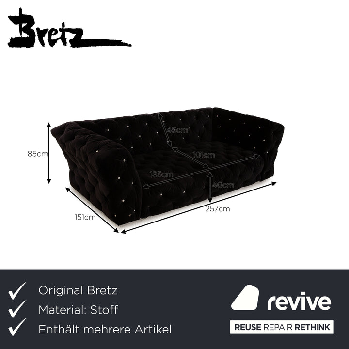 Bretz Marilyn fabric sofa set black four-seater two-seater couch