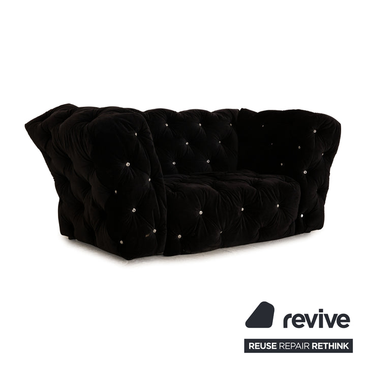 Bretz Marilyn Fabric Two Seater Black Sofa Couch