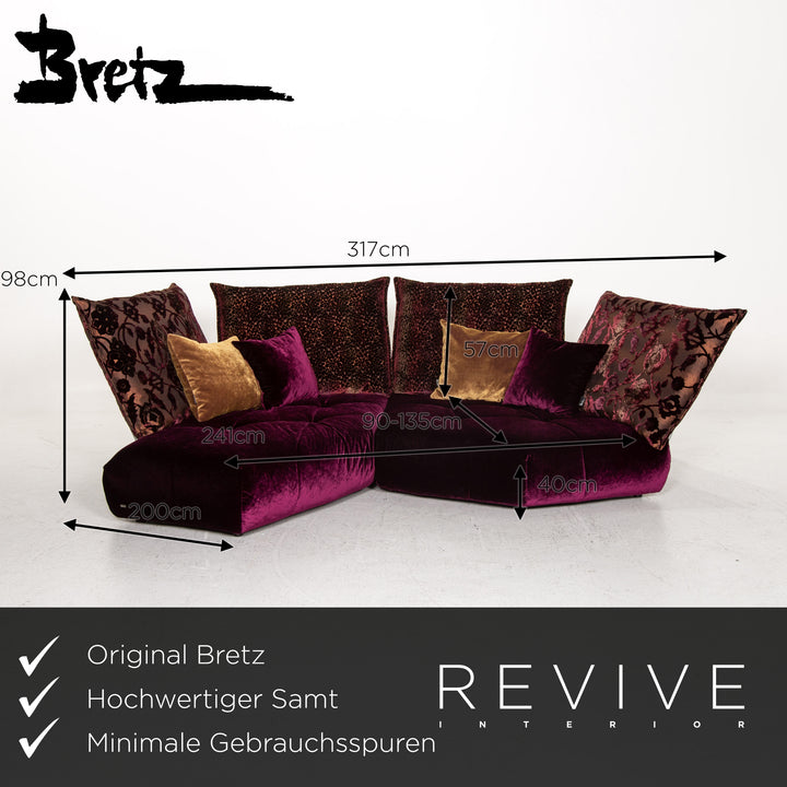 Bretz Matilda Velvet Fabric Corner Sofa Purple Patterned Sofa Couch #13482