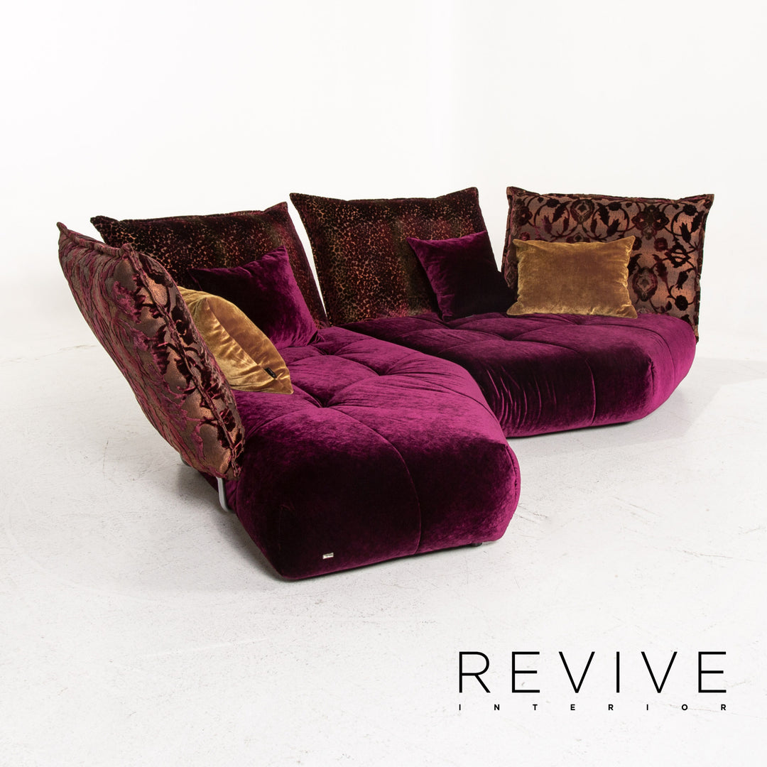 Bretz Matilda Velvet Fabric Corner Sofa Purple Patterned Sofa Couch #13482