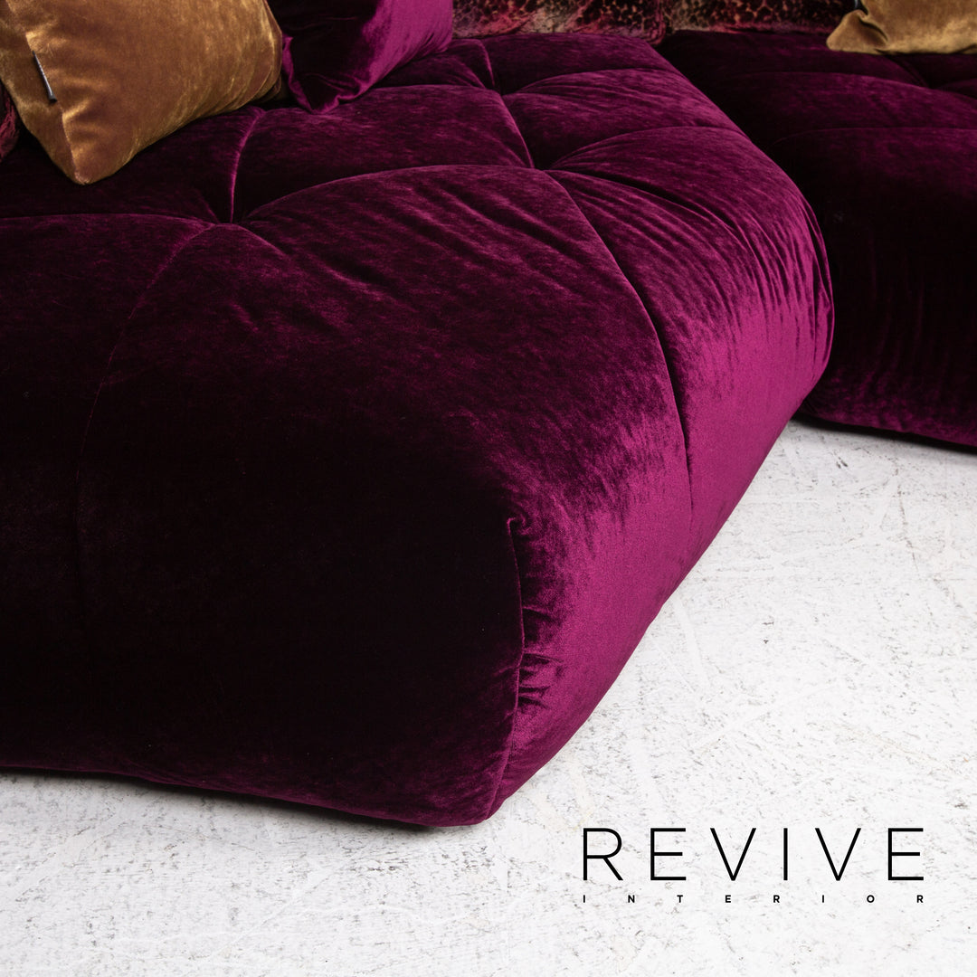 Bretz Matilda Velvet Fabric Corner Sofa Purple Patterned Sofa Couch #13482