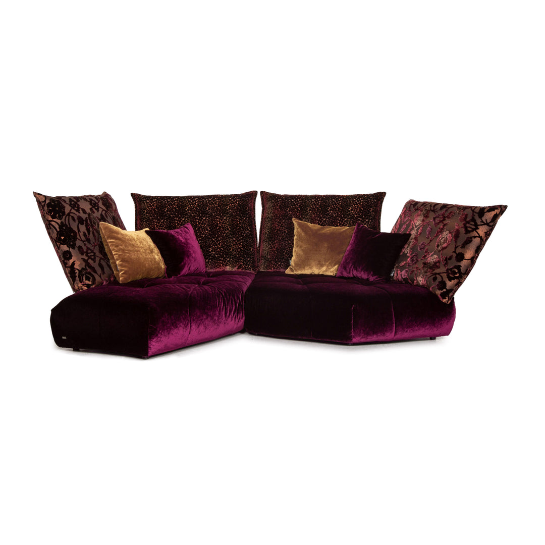 Bretz Matilda Velvet Fabric Corner Sofa Purple Patterned Sofa Couch #13482