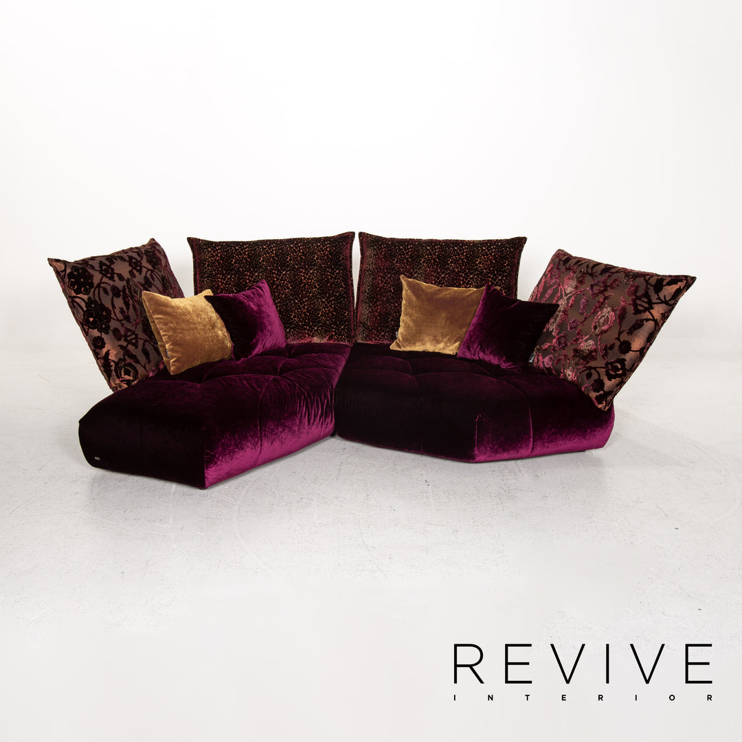 Bretz Matilda Velvet Fabric Corner Sofa Purple Patterned Sofa Couch #13482