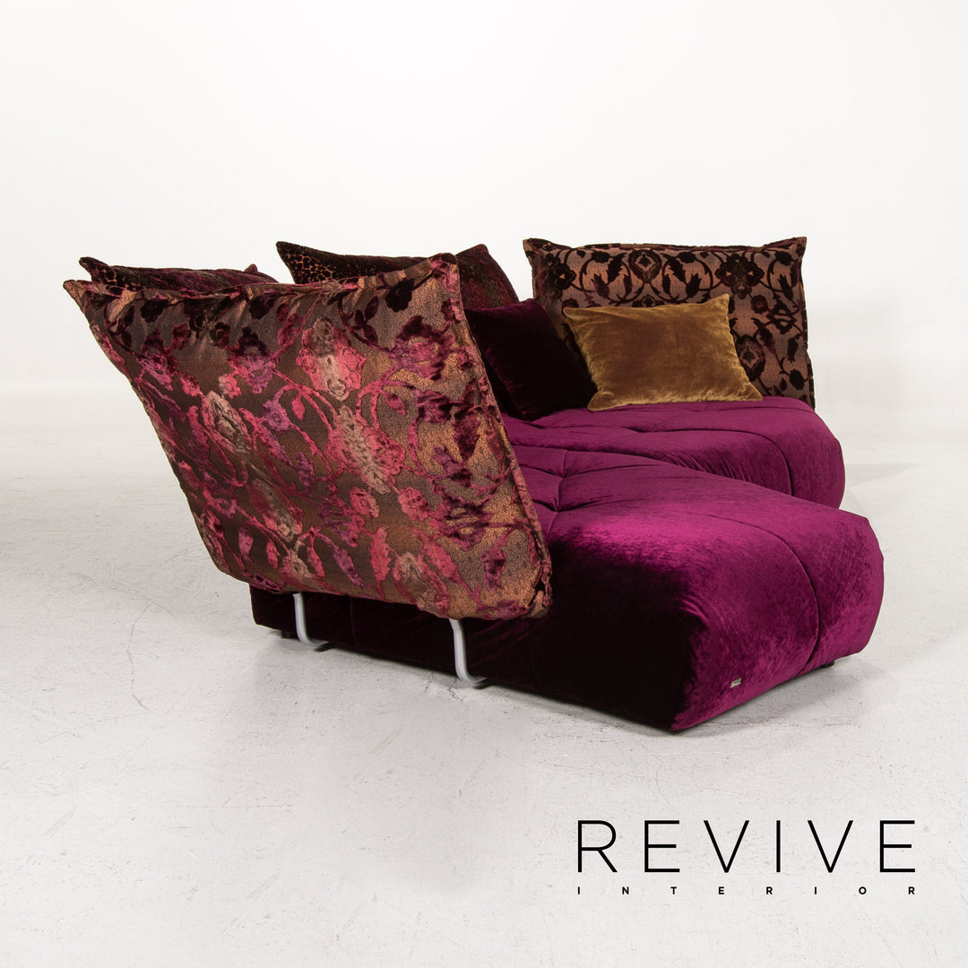 Bretz Matilda Velvet Fabric Corner Sofa Purple Patterned Sofa Couch #13482