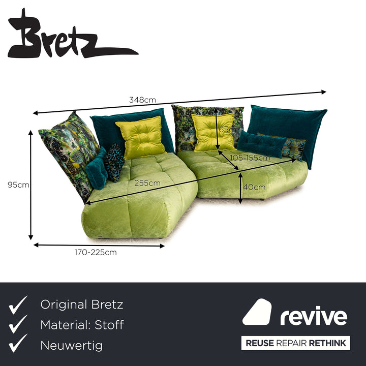 Bretz Matilda Fabric Corner Sofa Blue Green Sofa Couch Display Piece