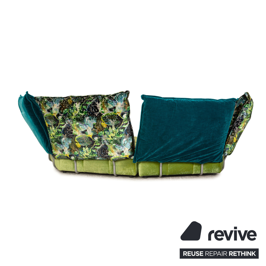 Bretz Matilda Fabric Corner Sofa Blue Green Sofa Couch Display Piece