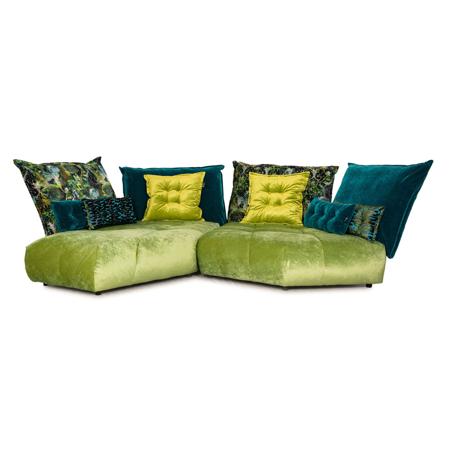 Bretz Matilda Fabric Corner Sofa Blue Green Sofa Couch Display Piece