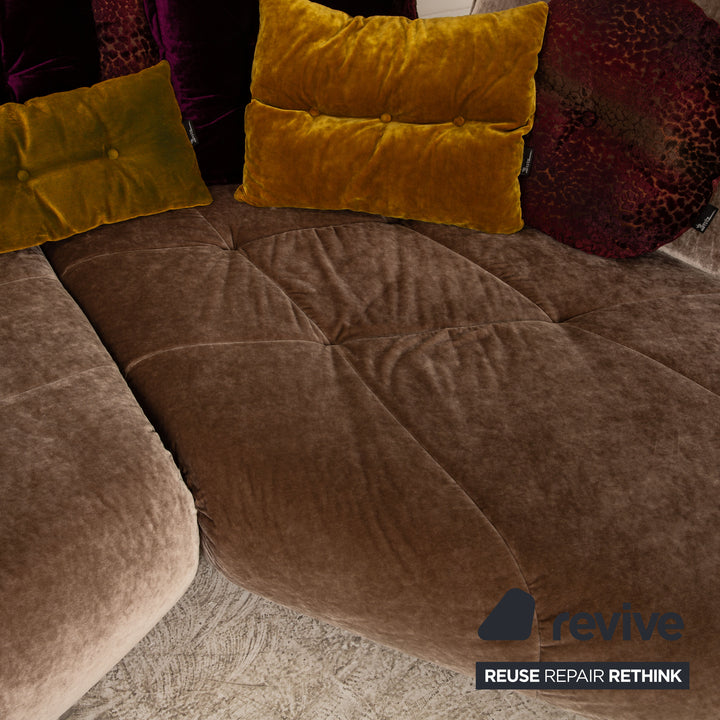 Bretz Matilda Fabric Corner Sofa Brown Purple Taupe Sofa Couch Recamier Right