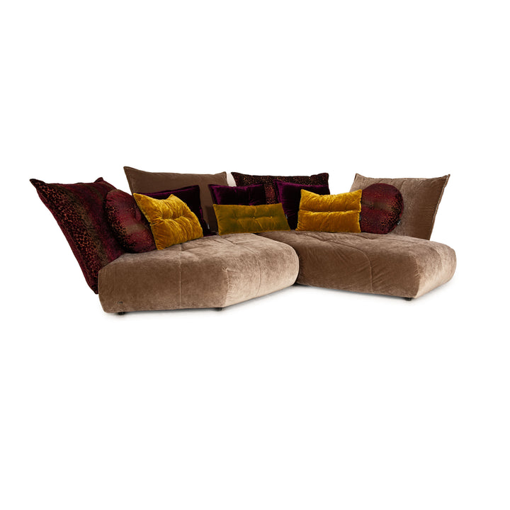 Bretz Matilda Fabric Corner Sofa Brown Purple Taupe Sofa Couch Recamier Right