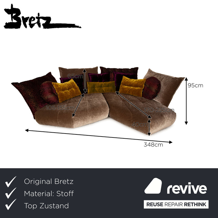 Bretz Matilda Fabric Corner Sofa Brown Purple Taupe Sofa Couch Recamier Right